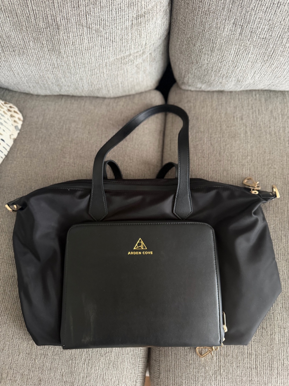 Arden Cove Black Tote Bag with Front Pocket